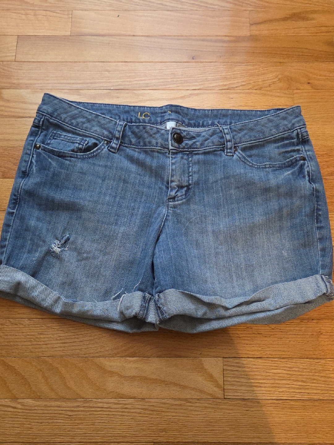 Lc Lauren Conrad Light Wash Rolled Hem Denim Shorts